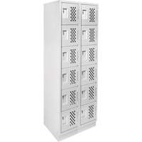 Assembled Lockerettes Clean Line Perforated Economy Lockers, 6 -tier, Bank of 2, 18" x 72" x 12", Steel Duraquip Inc
