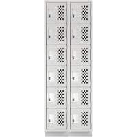 Assembled Lockerettes Clean Line Perforated Economy Lockers, 6 -tier, Bank of 2, 18" x 72" x 12", Steel Duraquip Inc