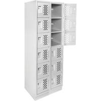 Assembled Lockerettes Clean Line Perforated Economy Lockers, 6 -tier, Bank of 2, 18" x 72" x 12", Steel Duraquip Inc