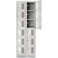Assembled Lockerettes Clean Line Perforated Economy Lockers, 6 -tier, Bank of 2, 18" x 72" x 12", Steel Duraquip Inc