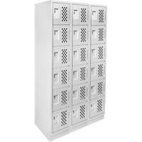 Assembled Lockerettes Clean Line Perforated Economy Lockers, 6 -tier, Bank of 3, 18" x 72" x 12", Steel Duraquip Inc