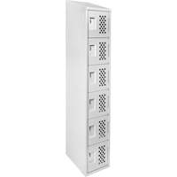 Assembled Lockerettes Clean Line Perforated Economy Lockers, 6 -tier, 18" x 72" x 12", Steel Duraquip Inc