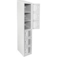 Assembled Lockerettes Clean Line Perforated Economy Lockers, 6 -tier, 18" x 72" x 12", Steel Duraquip Inc