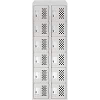 Assembled Lockerettes Clean Line Perforated Economy Lockers, 6 -tier, Bank of 2, 18" x 72" x 12", Steel Duraquip Inc