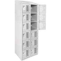 Assembled Lockerettes Clean Line Perforated Economy Lockers, 6 -tier, Bank of 2, 18" x 72" x 12", Steel Duraquip Inc