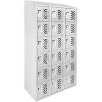 Assembled Lockerettes Clean Line Perforated Economy Lockers, 6 -tier, Bank of 3, 18" x 72" x 12", Steel Duraquip Inc