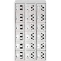Assembled Lockerettes Clean Line Perforated Economy Lockers, 6 -tier, Bank of 3, 18" x 72" x 12", Steel Duraquip Inc
