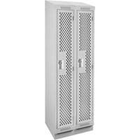 Clean Line Lockers, Bank of 2, 24" x 18" x 82", Steel, Grey, Rivet (Assembled), Perforated Duraquip Inc