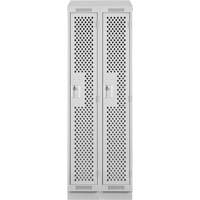 Clean Line Lockers, Bank of 2, 24" x 18" x 82", Steel, Grey, Rivet (Assembled), Perforated Duraquip Inc
