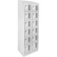 Assembled Lockerettes Clean Line Perforated Economy Lockers, 6 -tier, Bank of 2, 18" x 72" x 12", Steel Duraquip Inc