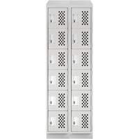 Assembled Lockerettes Clean Line Perforated Economy Lockers, 6 -tier, Bank of 2, 18" x 72" x 12", Steel Duraquip Inc