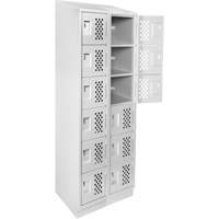 Assembled Lockerettes Clean Line Perforated Economy Lockers, 6 -tier, Bank of 2, 18" x 72" x 12", Steel Duraquip Inc