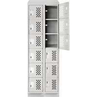 Assembled Lockerettes Clean Line Perforated Economy Lockers, 6 -tier, Bank of 2, 18" x 72" x 12", Steel Duraquip Inc