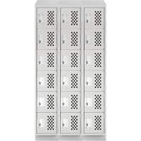 Assembled Lockerettes Clean Line Perforated Economy Lockers, 6 -tier, Bank of 3, 18" x 72" x 12", Steel Duraquip Inc