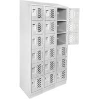 Assembled Lockerettes Clean Line Perforated Economy Lockers, 6 -tier, Bank of 3, 18" x 72" x 12", Steel Duraquip Inc