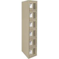 Assembled Lockerettes Clean Line Perforated Economy Lockers, 6 -tier, 18" x 72" x 12", Steel Duraquip Inc