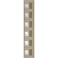 Assembled Lockerettes Clean Line Perforated Economy Lockers, 6 -tier, 18" x 72" x 12", Steel Duraquip Inc
