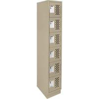 Assembled Lockerettes Clean Line Perforated Economy Lockers, 6 -tier, 18" x 72" x 12", Steel Duraquip Inc