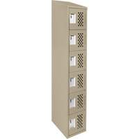 Assembled Lockerettes Clean Line Perforated Economy Lockers, 6 -tier, 18" x 72" x 12", Steel Duraquip Inc