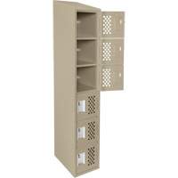 Assembled Lockerettes Clean Line Perforated Economy Lockers, 6 -tier, 18" x 72" x 12", Steel Duraquip Inc