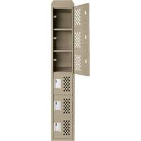 Assembled Lockerettes Clean Line Perforated Economy Lockers, 6 -tier, 18" x 72" x 12", Steel Duraquip Inc