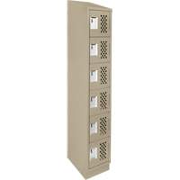 Assembled Lockerettes Clean Line Perforated Economy Lockers, 6 -tier, 18" x 72" x 12", Steel Duraquip Inc