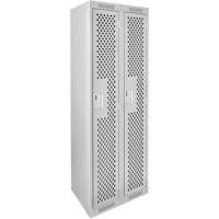 Clean Line Lockers, 2 -tier, 12" x 12" x 72", Steel, Grey, Rivet (Assembled), Perforated Duraquip Inc