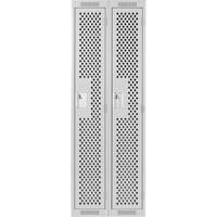 Clean Line Lockers, 2 -tier, 12" x 12" x 72", Steel, Grey, Rivet (Assembled), Perforated Duraquip Inc