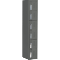 Concorde Heavy-Duty Lockers, 6 -tier, 12" x 18" x 72", Steel, Charcoal, Welded (Assembled) Duraquip Inc