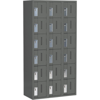 Concorde Heavy-Duty Lockers, 6 -tier, Bank of 3, 36" x 18" x 72", Steel, Charcoal, Welded (Assembled) Duraquip Inc