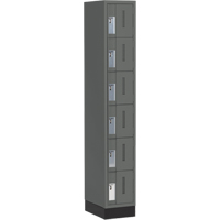 Concorde Heavy-Duty Lockers, 6 -tier, 12" x 18" x 76", Steel, Charcoal, Welded (Assembled) Duraquip Inc