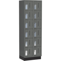 Concorde Heavy-Duty Lockers, 6 -tier, Bank of 2, 24" x 18" x 76", Steel, Charcoal, Welded (Assembled) Duraquip Inc