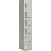 Concorde Heavy-Duty Lockers, 6 -tier, 12" x 18" x 72", Steel, Grey, Welded (Assembled) Duraquip Inc