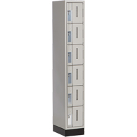 Concorde Heavy-Duty Lockers, 6 -tier, 12" x 18" x 76", Steel, Grey, Welded (Assembled) Duraquip Inc