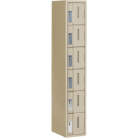 Concorde Heavy-Duty Lockers, 6 -tier, 12" x 18" x 72", Steel, Beige, Welded (Assembled) Duraquip Inc
