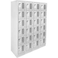 Assembled Clean Line Perforated Economy Lockers, 6 -tier, Bank of 4, 18" x 72" x 12", Steel Duraquip Inc