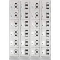 Assembled Clean Line Perforated Economy Lockers, 6 -tier, Bank of 4, 18" x 72" x 12", Steel Duraquip Inc