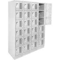 Assembled Clean Line Perforated Economy Lockers, 6 -tier, Bank of 4, 18" x 72" x 12", Steel Duraquip Inc