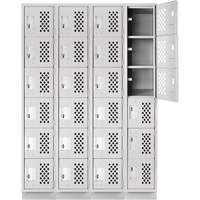 Assembled Clean Line Perforated Economy Lockers, 6 -tier, Bank of 4, 18" x 72" x 12", Steel Duraquip Inc