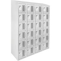 Assembled Clean Line Perforated Economy Lockers, 6 -tier, Bank of 4, 18" x 72" x 12", Steel Duraquip Inc