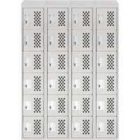Assembled Clean Line Perforated Economy Lockers, 6 -tier, Bank of 4, 18" x 72" x 12", Steel Duraquip Inc