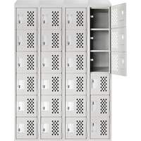 Assembled Clean Line Perforated Economy Lockers, 6 -tier, Bank of 4, 18" x 72" x 12", Steel Duraquip Inc