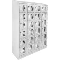 Assembled Clean Line Perforated Economy Lockers, 6 -tier, Bank of 4, 18" x 72" x 12", Steel Duraquip Inc