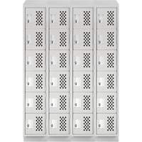 Assembled Clean Line Perforated Economy Lockers, 6 -tier, Bank of 4, 18" x 72" x 12", Steel Duraquip Inc