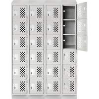 Assembled Clean Line Perforated Economy Lockers, 6 -tier, Bank of 4, 18" x 72" x 12", Steel Duraquip Inc