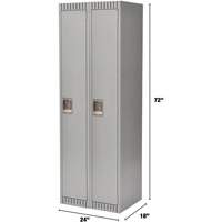 Lockers, Bank of 2, 24" x 18" x 72", Steel, Grey, Knocked Down Duraquip Inc