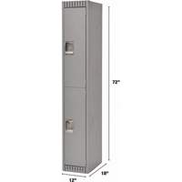 Lockers, 2 -tier, 12" x 18" x 72", Steel, Grey, Knocked Down Duraquip Inc