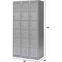 Lockers, 6 -tier, Bank of 3, 36" x 18" x 72", Steel, Grey, Knocked Down Duraquip Inc