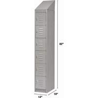 Lockers, 6 -tier, 12" x 18" x 82", Steel, Grey, Knocked Down Duraquip Inc