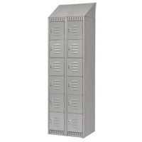 Lockers, 6 -tier, Bank of 2, 24" x 18" x 82", Steel, Grey, Knocked Down Duraquip Inc